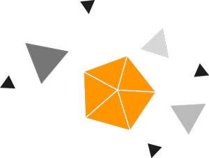 Symboles graphiques de l'agence web Les Vikings, l'image n'a pas de valeur informative il s'agit d'éléments graphiques gris, noirs et orange reprenant le style des origami japonais.